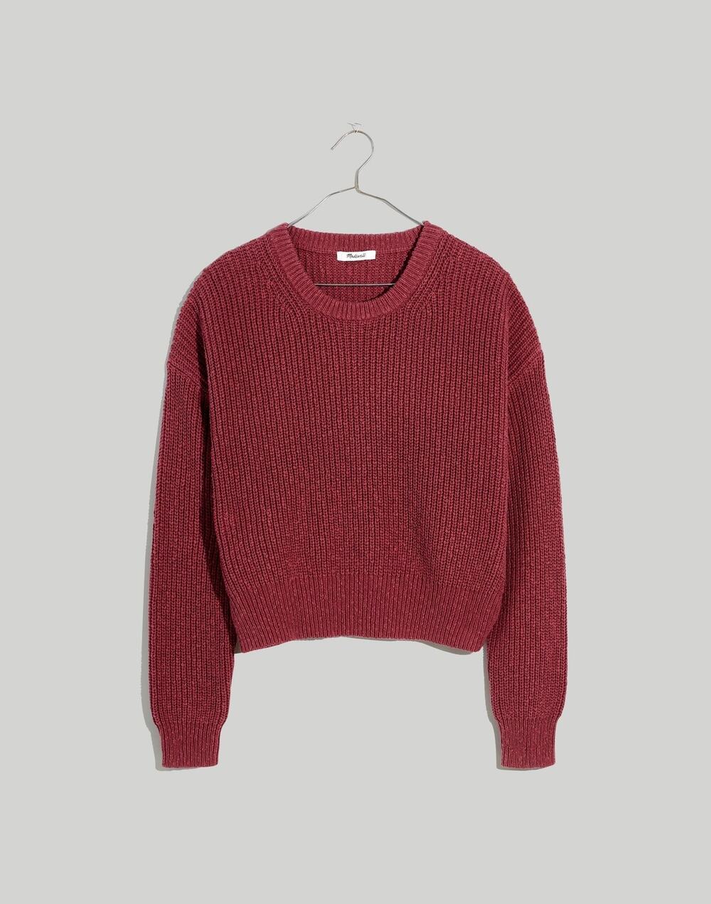 Madewell Pressed Grape Cozy Crop Casual Boxy Textural Knit Pullover Sweater M